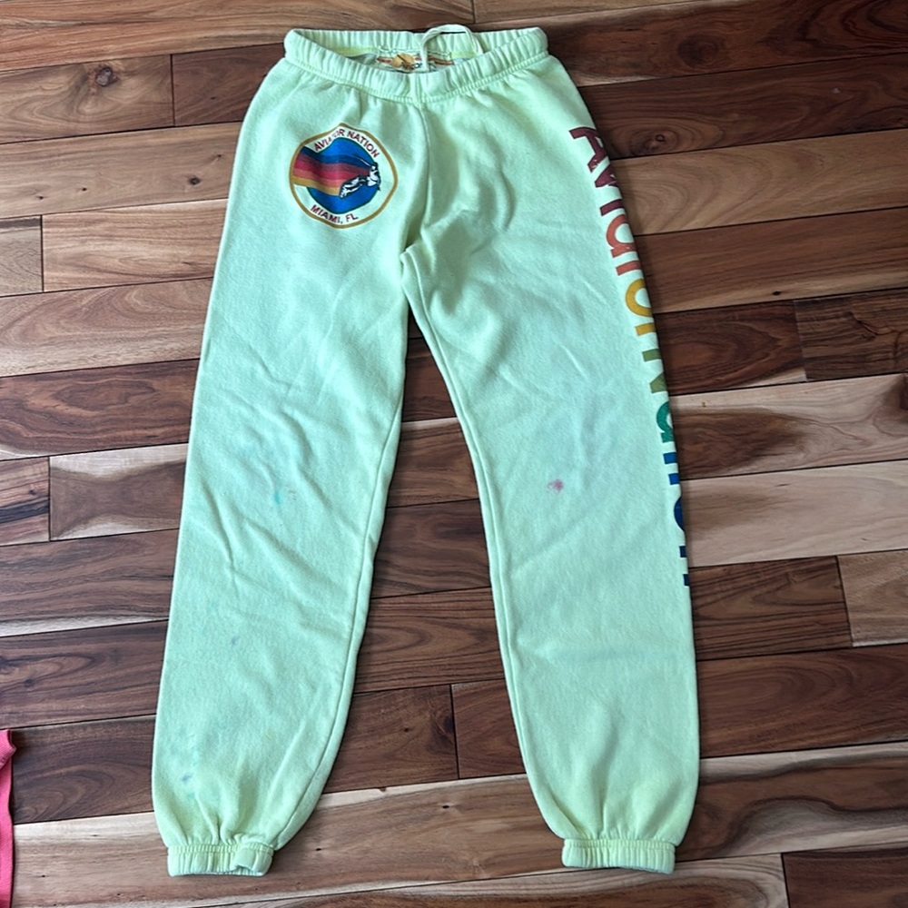 AVIATOR NATION Yellow/Green Sweatpants Miami